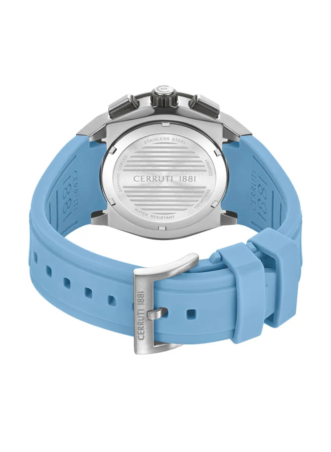 CERRUTI 1881 Light Blue Men's Ruscello Declination Light Blue Dial Silicone Strap Chronograph Watch for Men, 48mm for Men | Best Price UAE